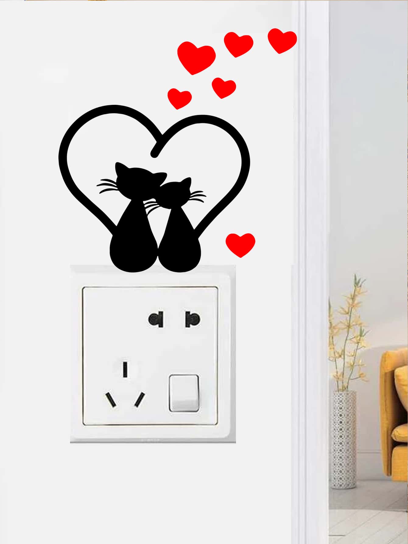 6pcs Dog Print Switch Outlet Wall Sticker