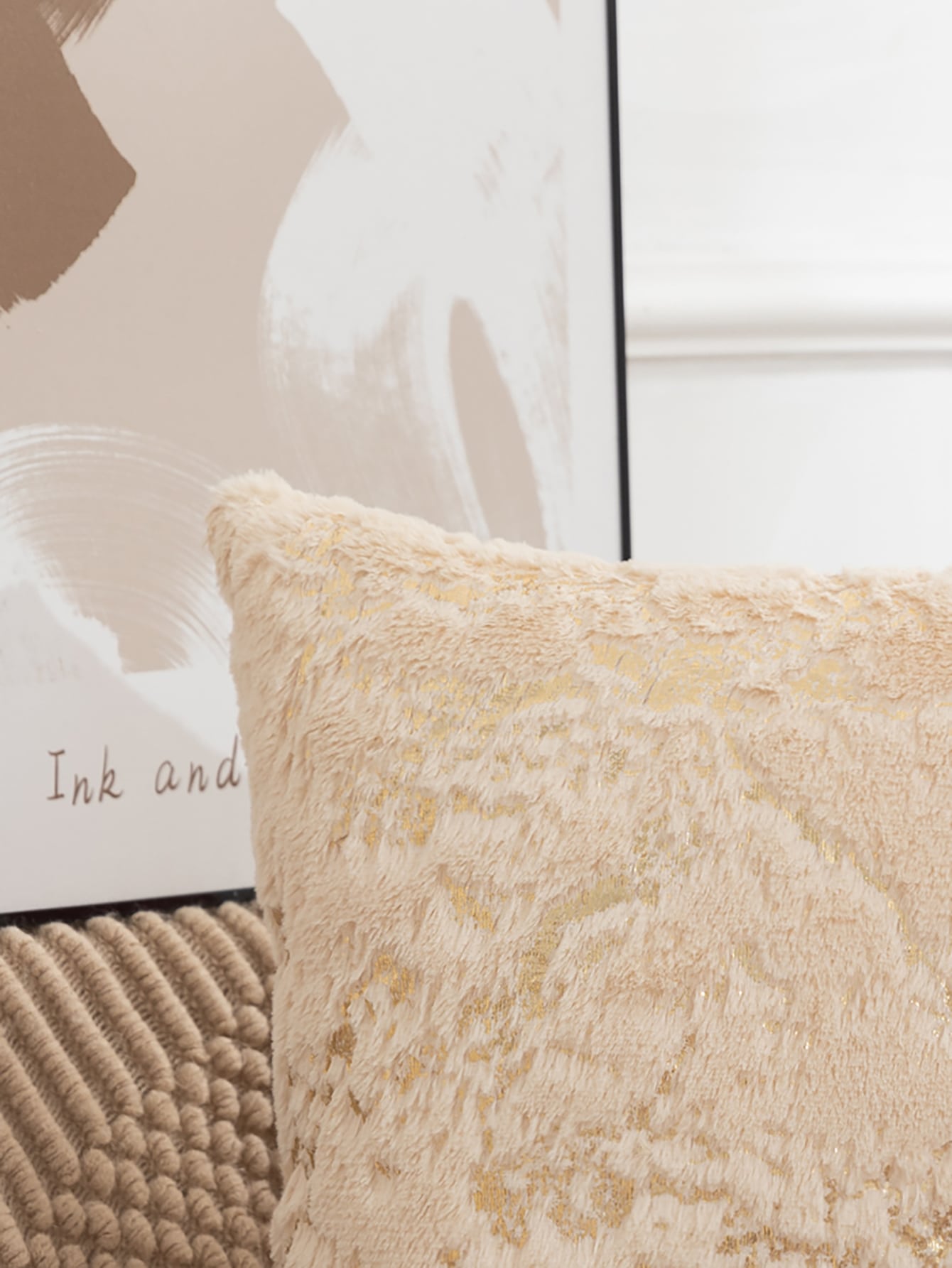 Metallic Pattern Plush Cushion Cover Without Filler