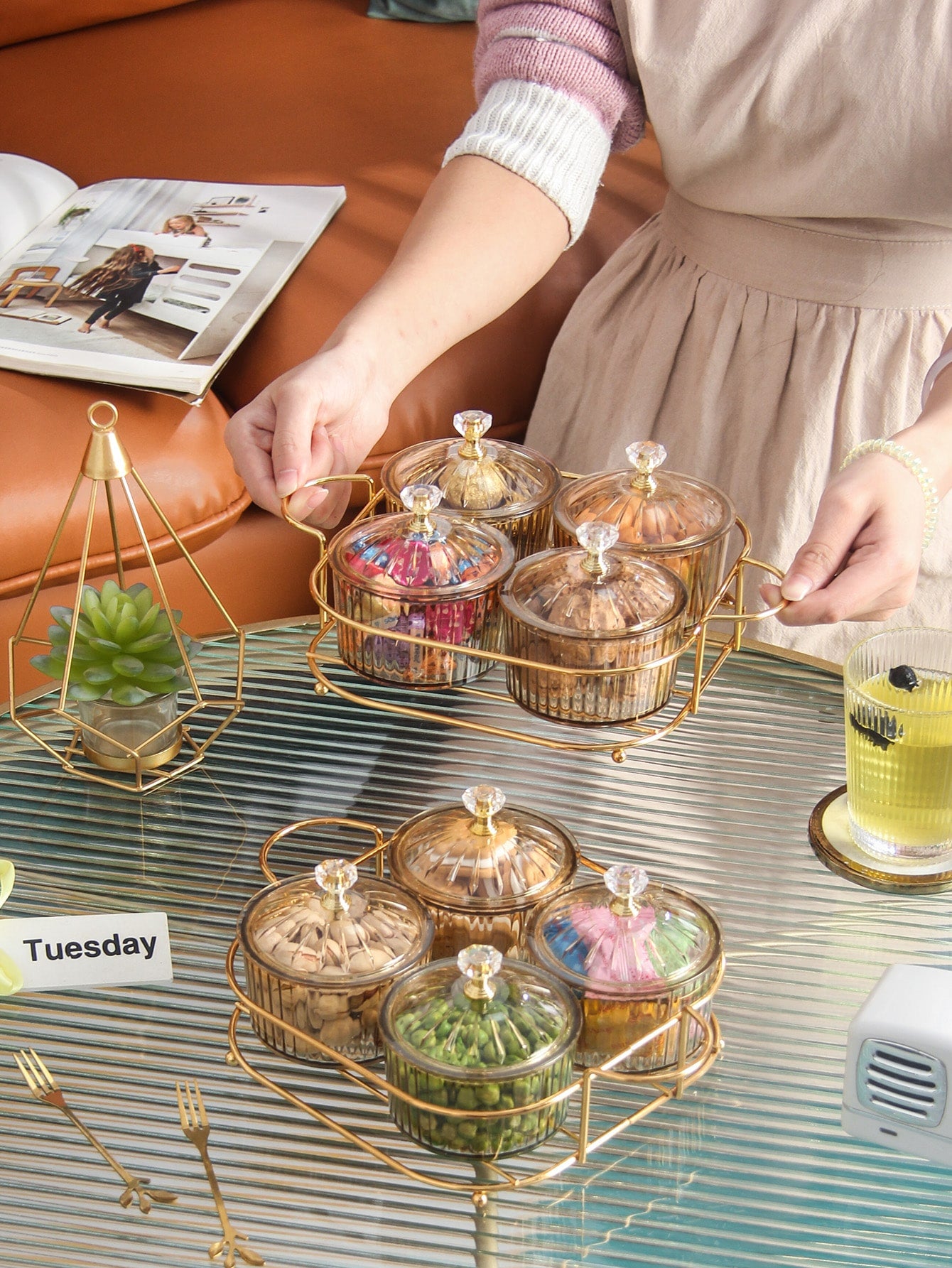 1pc Plain Snack Tray 4pcs Dessert Box