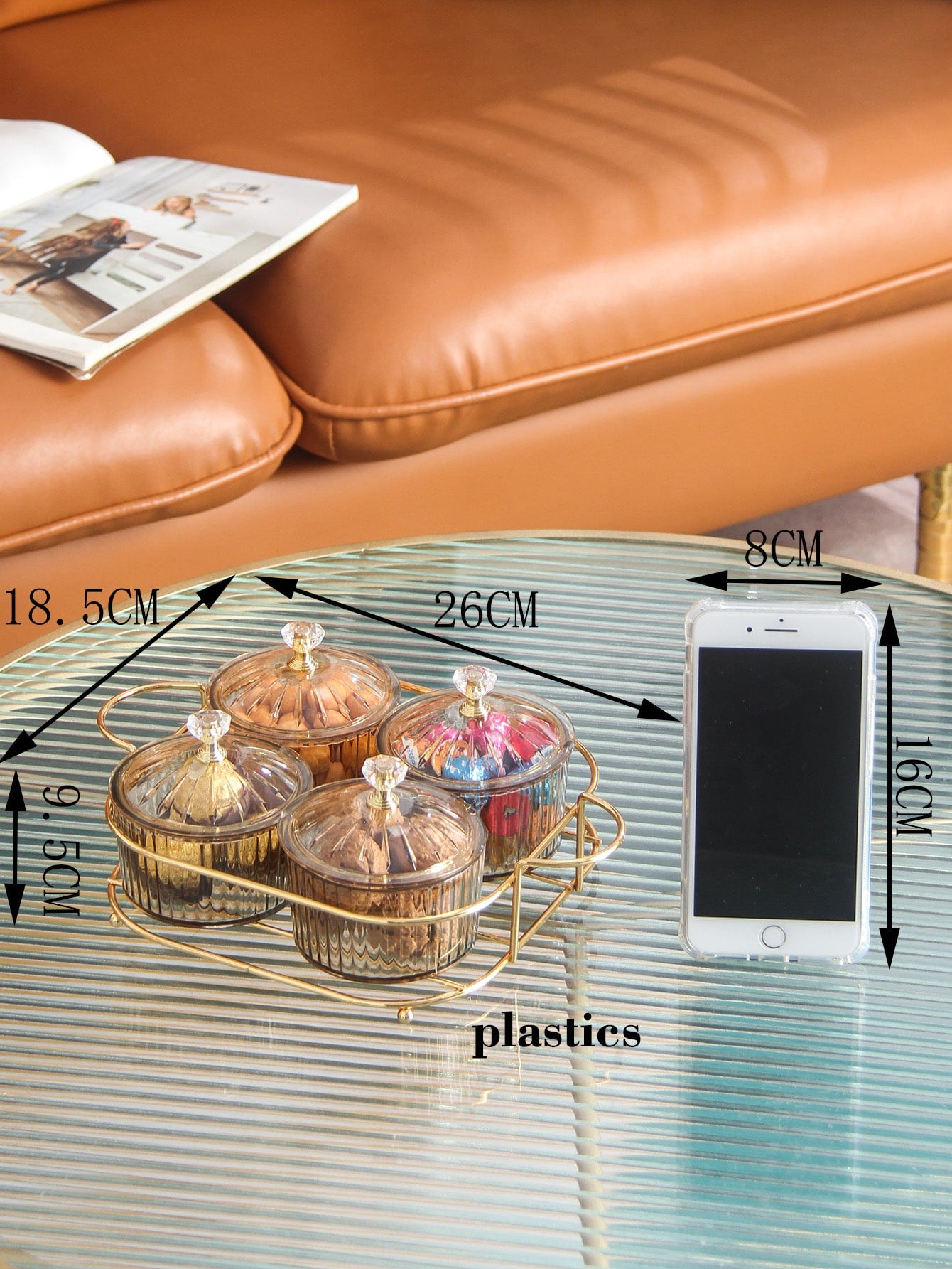 1pc Plain Snack Tray 4pcs Dessert Box