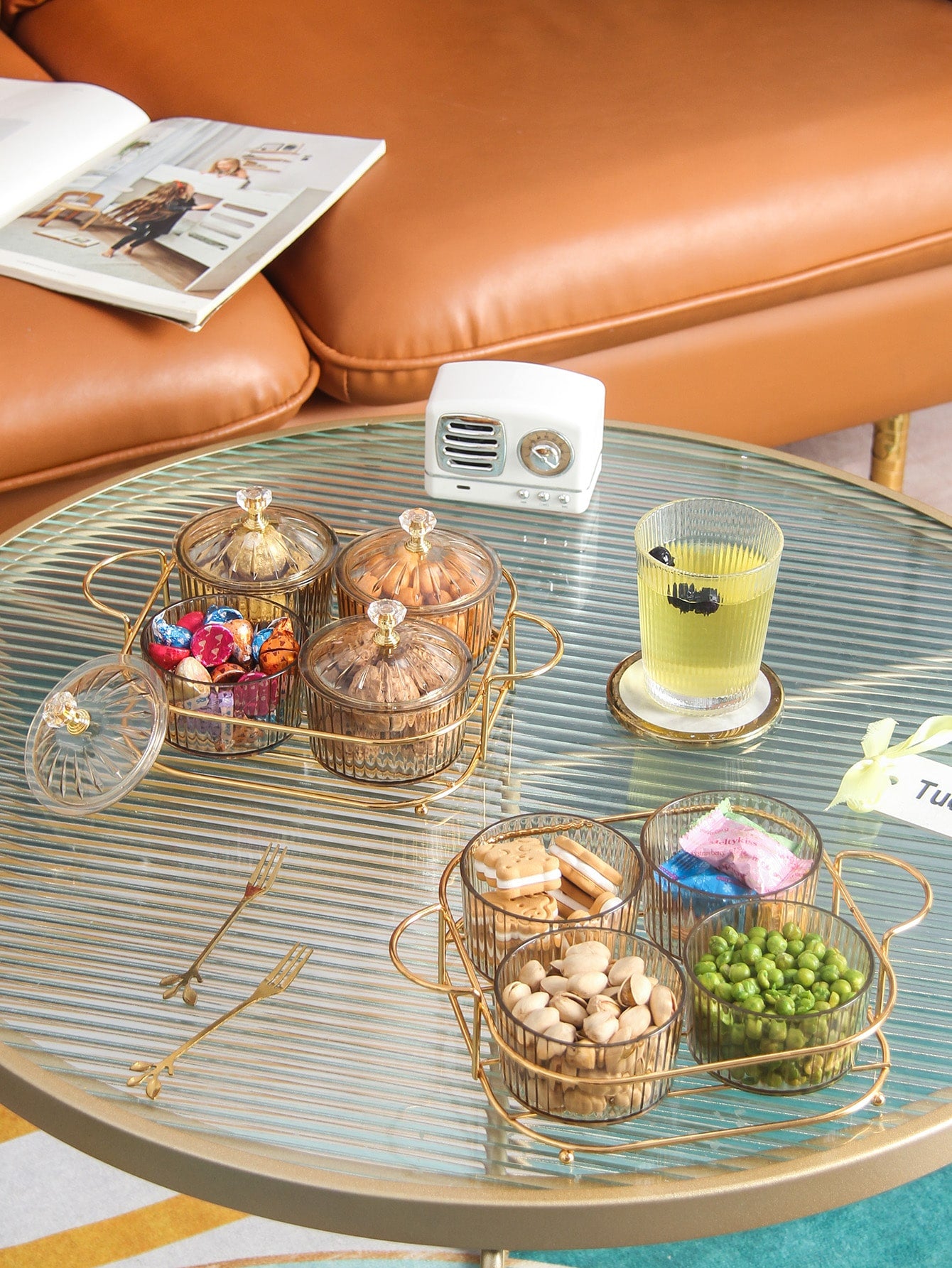 1pc Plain Snack Tray 4pcs Dessert Box