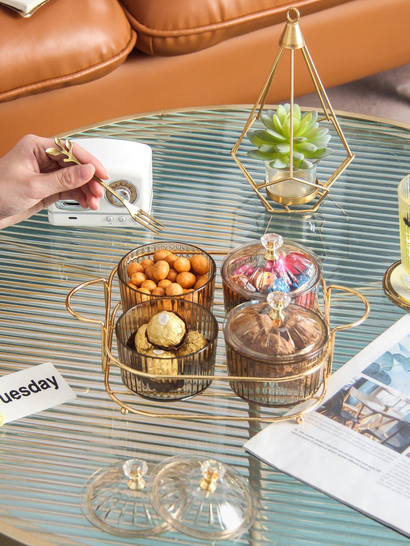 1pc Plain Snack Tray 4pcs Dessert Box