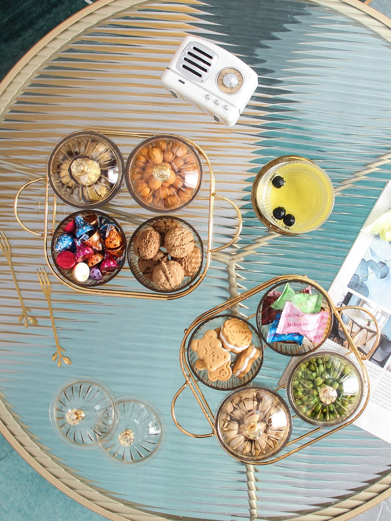 1pc Plain Snack Tray 4pcs Dessert Box