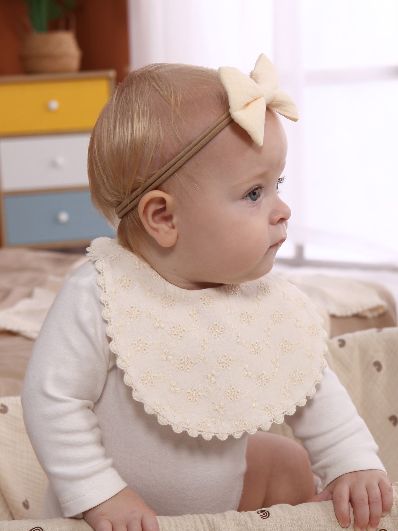 Baby Flower Embroidered Bib