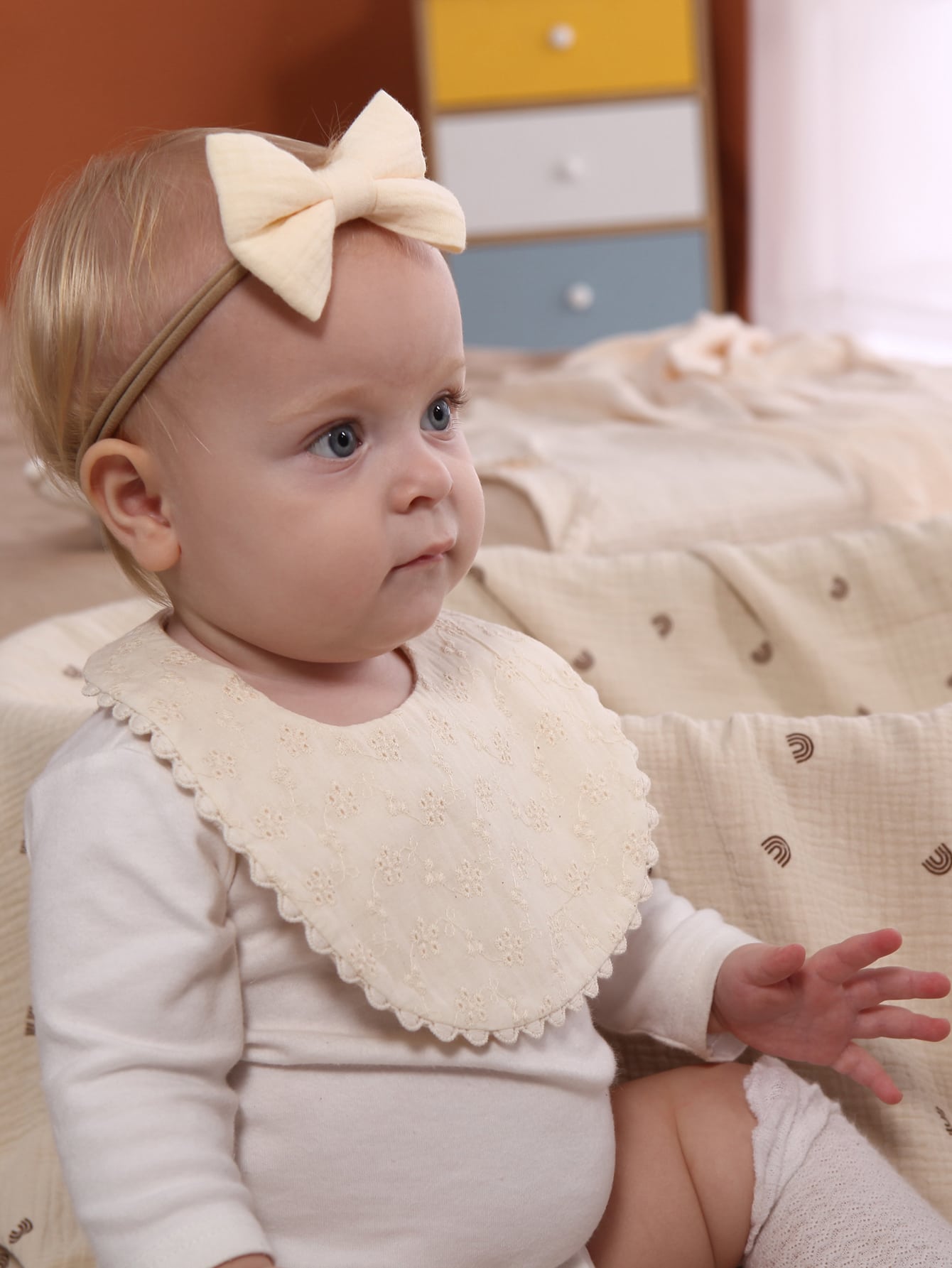 Baby Flower Embroidered Bib