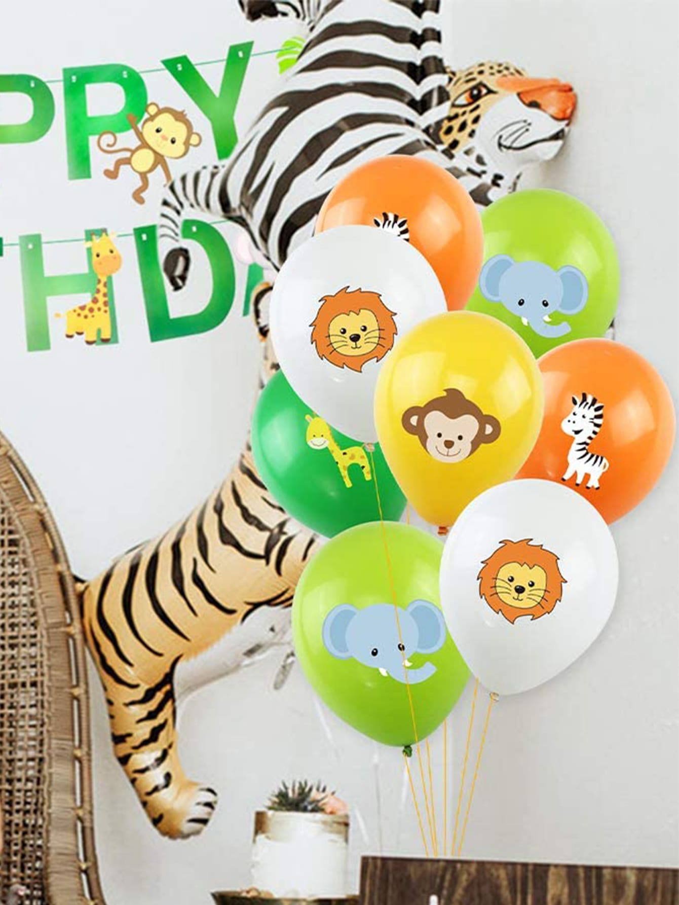 50pcs Animal Print Balloon Cartoon Cute Decorative Balloon For Birthday Party