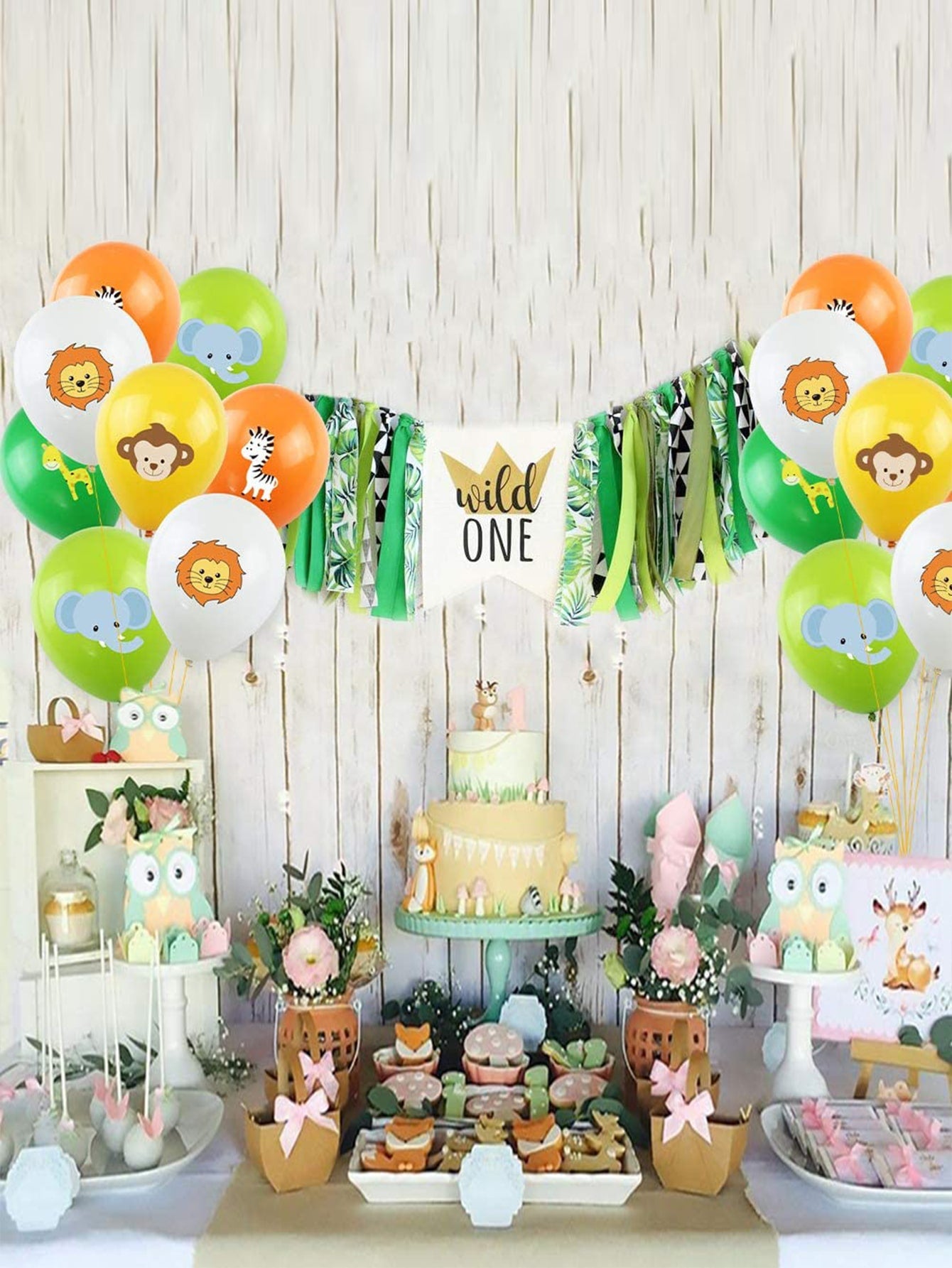 50pcs Animal Print Balloon Cartoon Cute Decorative Balloon For Birthday Party
