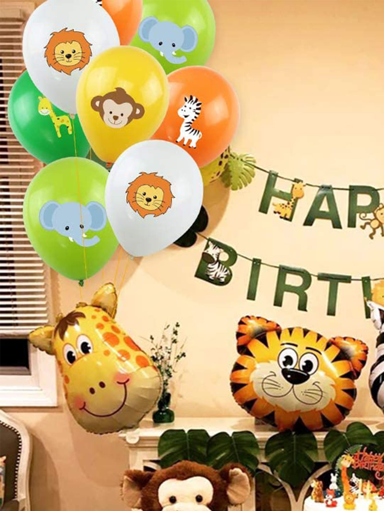 50pcs Animal Print Balloon Cartoon Cute Decorative Balloon For Birthday Party