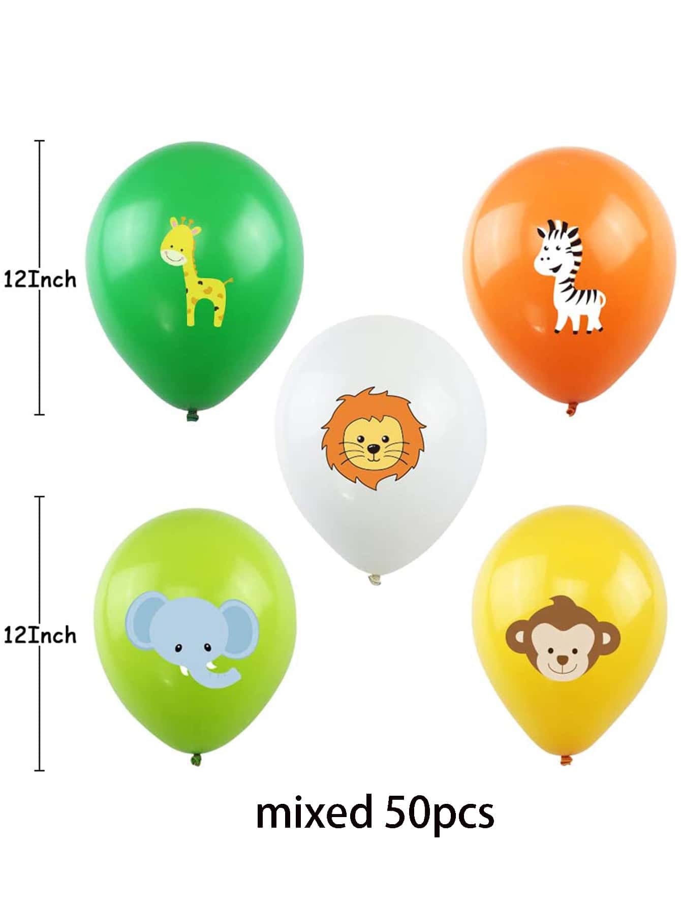 50pcs Animal Print Balloon Cartoon Cute Decorative Balloon For Birthday Party