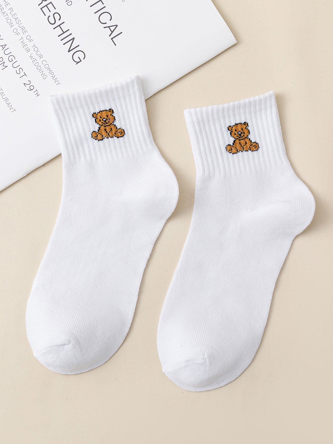 Cartoon Bear Pattern Ankle Socks