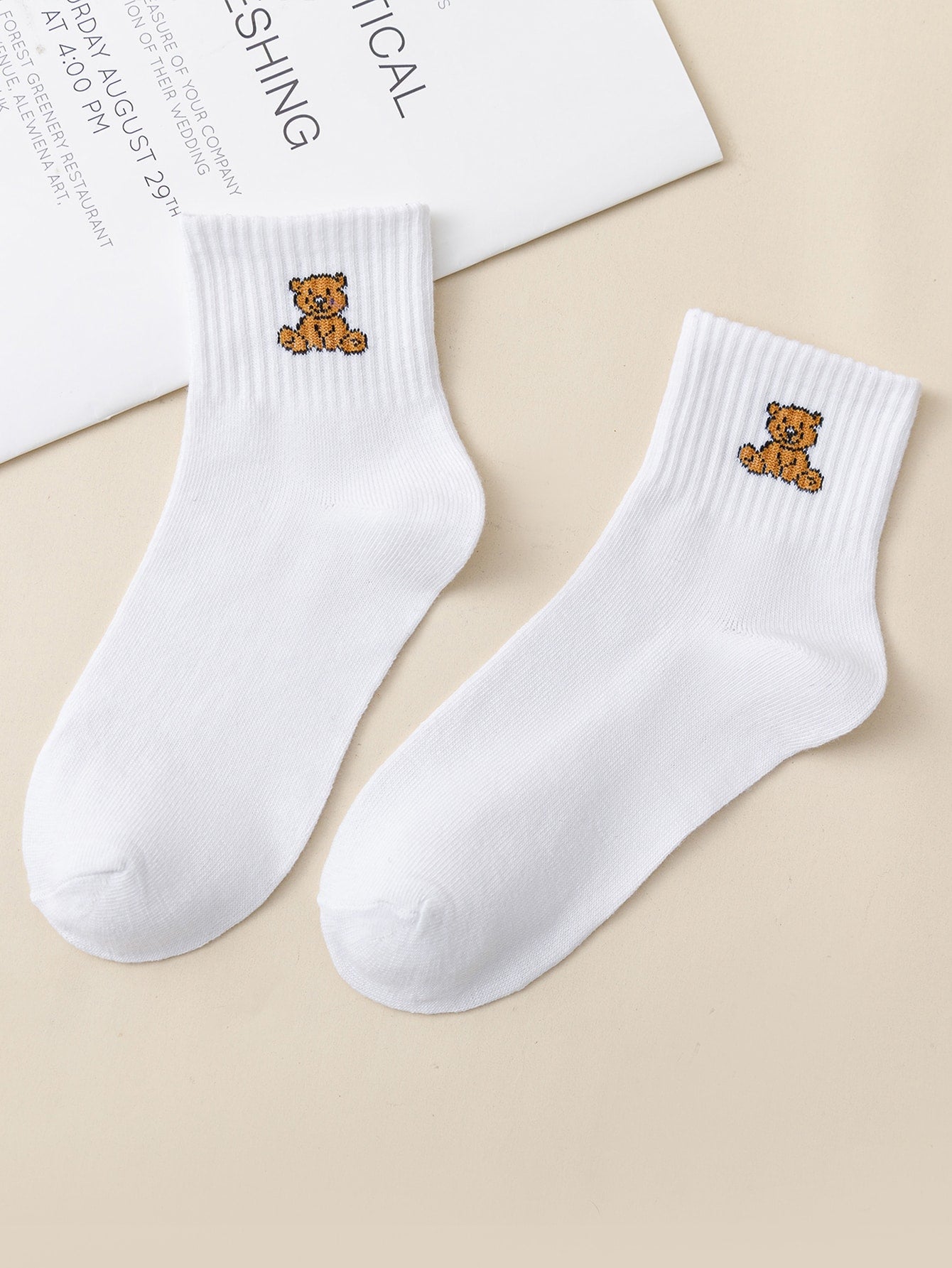 Cartoon Bear Pattern Ankle Socks