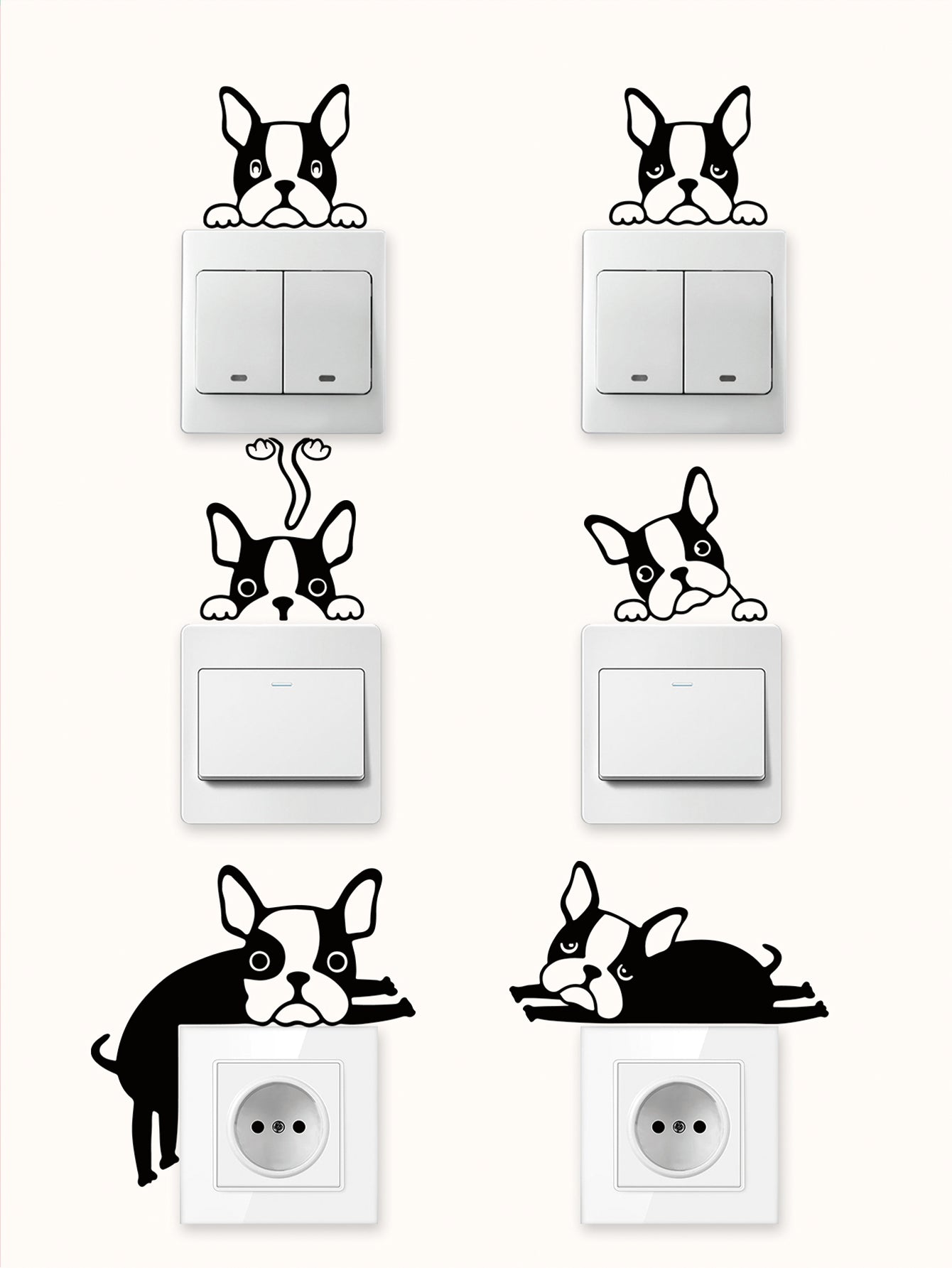 6pcs Dog Print Switch Outlet Wall Sticker