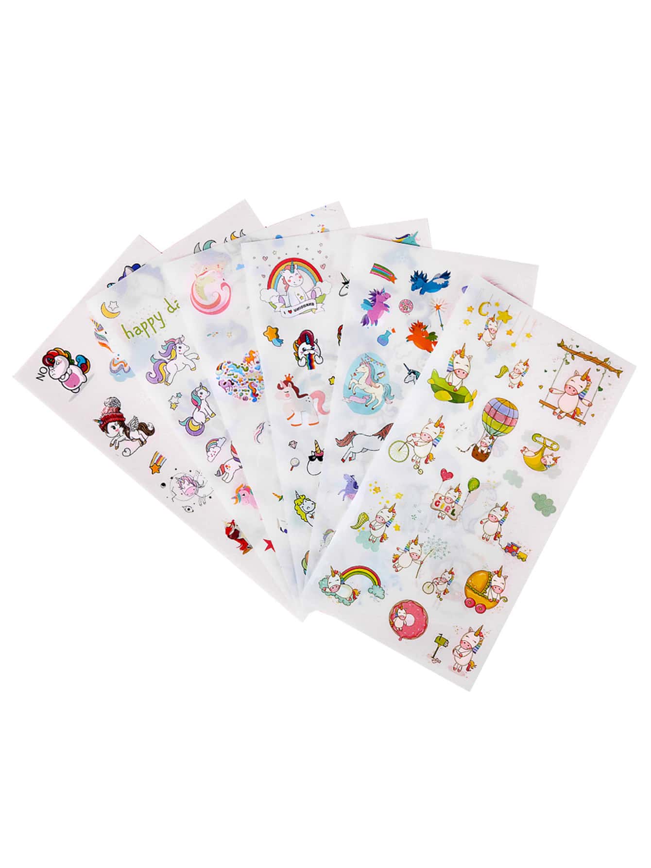 6pcs Cartoon Unicorn Print Sticker