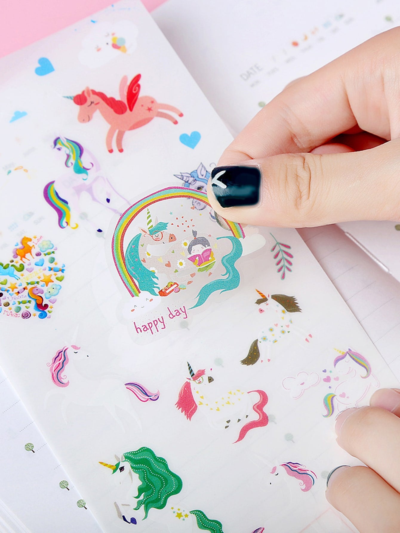6pcs Cartoon Unicorn Print Sticker