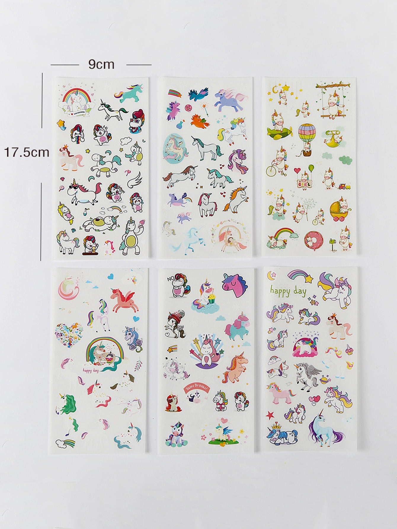 6pcs Cartoon Unicorn Print Sticker
