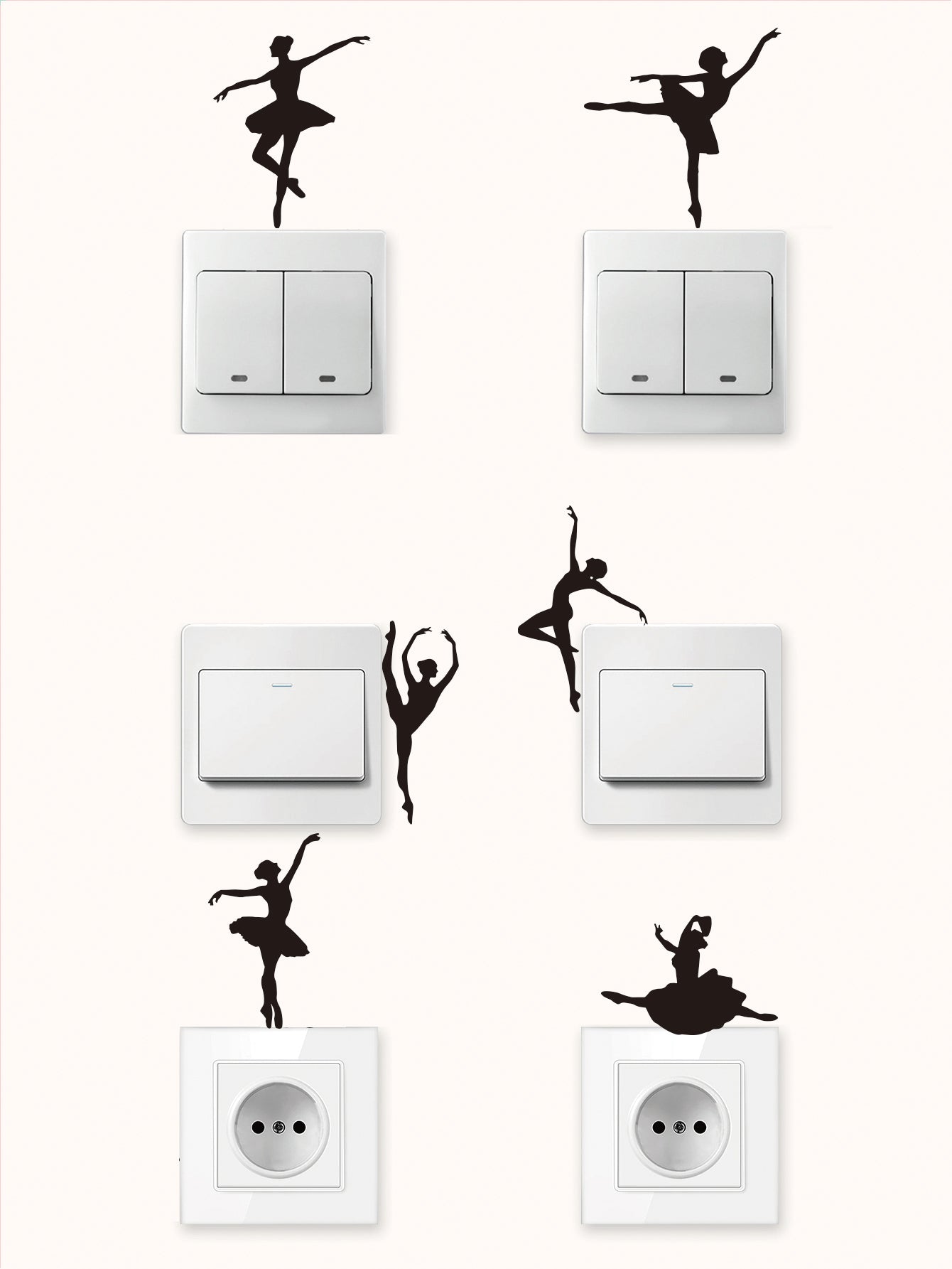 6pcs Dog Print Switch Outlet Wall Sticker
