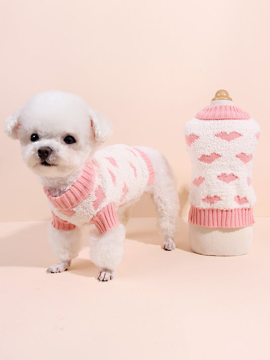 Heart Pattern Dog Sweater
