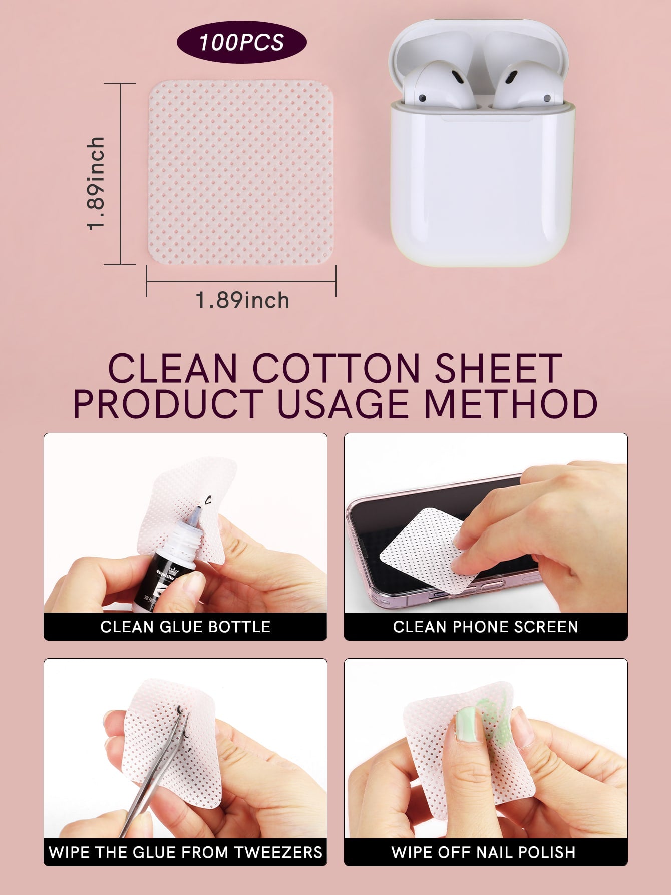 100pcs Eyelash Extension Cotton Pad