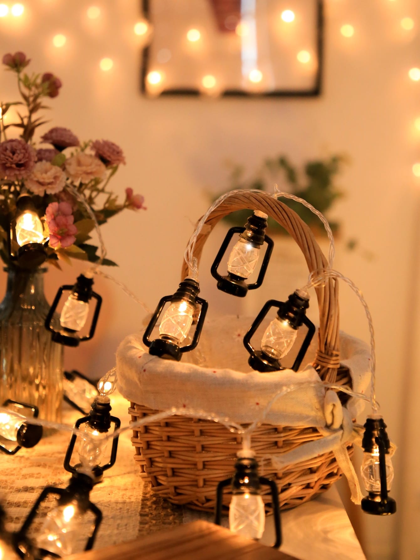 10 Led 2M PVC Oil String Light Black Lamp Shaped Lights Battery Box Thanksgiving Christmas Table Decorations