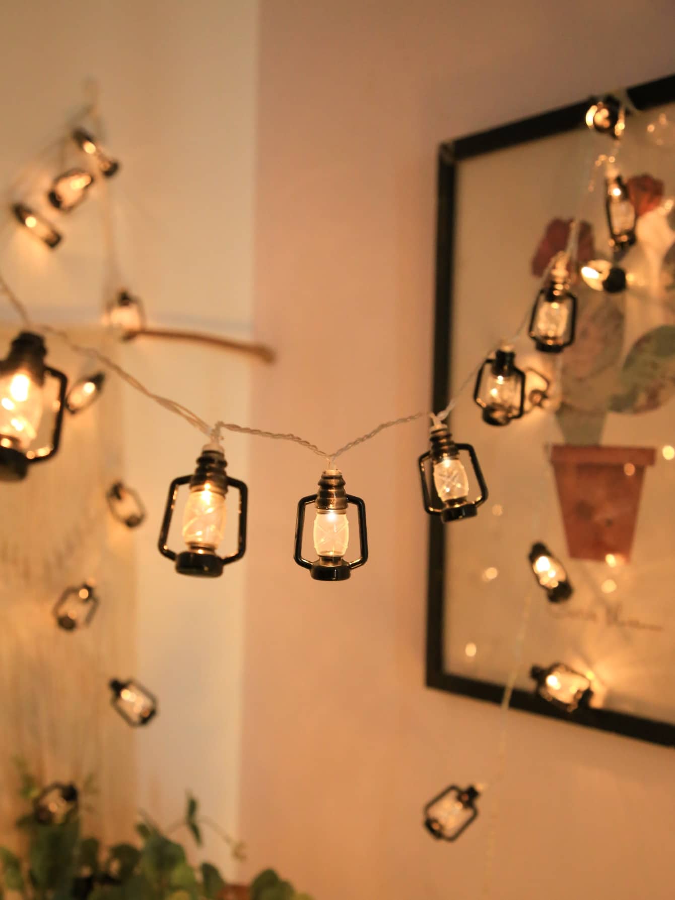 10 Led 2M PVC Oil String Light Black Lamp Shaped Lights Battery Box Thanksgiving Christmas Table Decorations