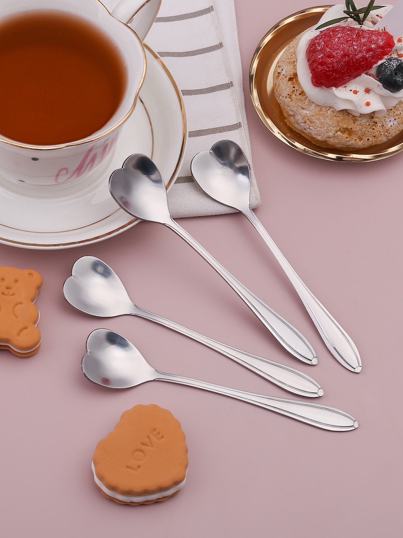 4pcs Heart Design Spoon