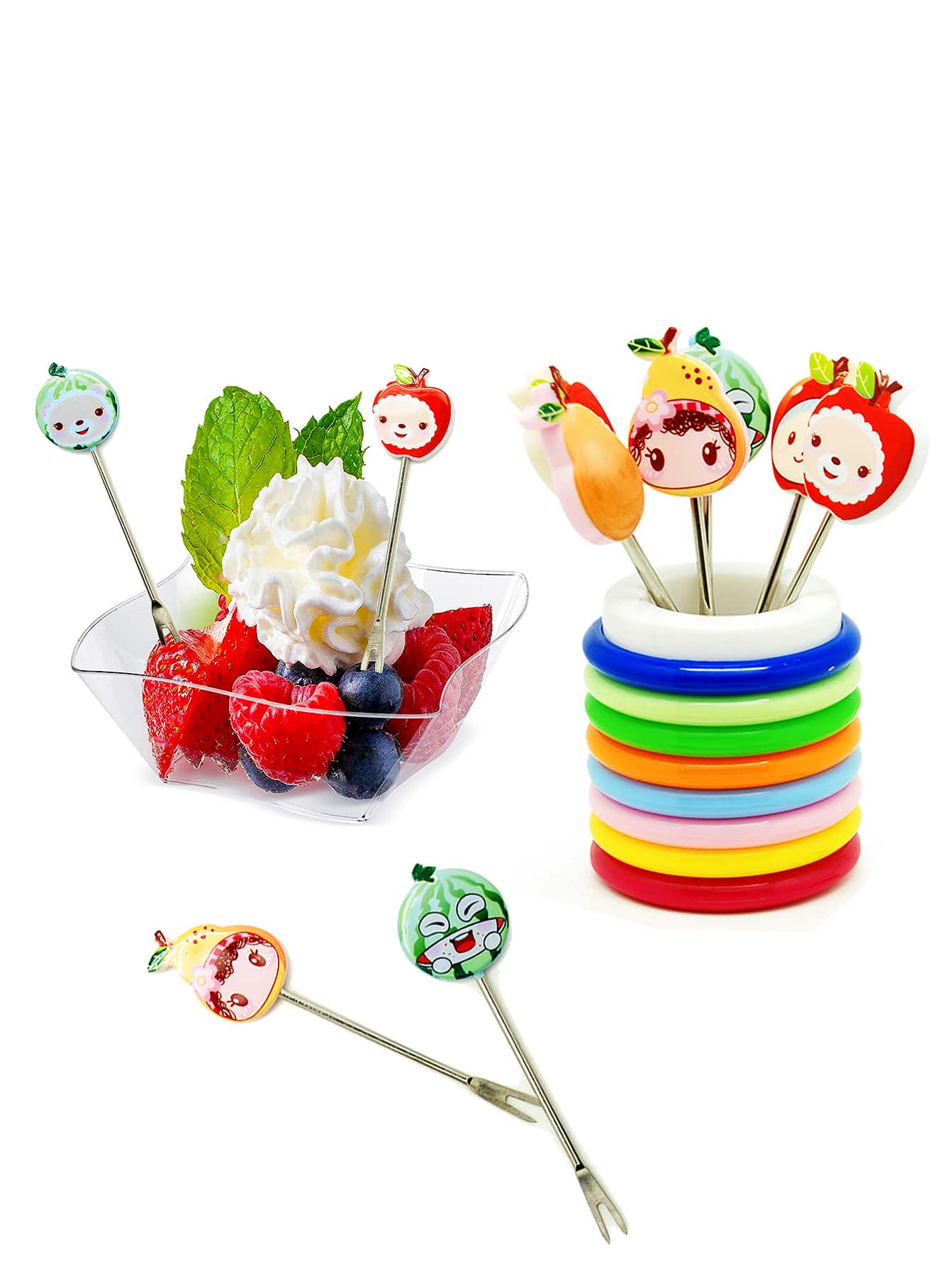 9pcs Cartoon Design Random Fork Holder Set