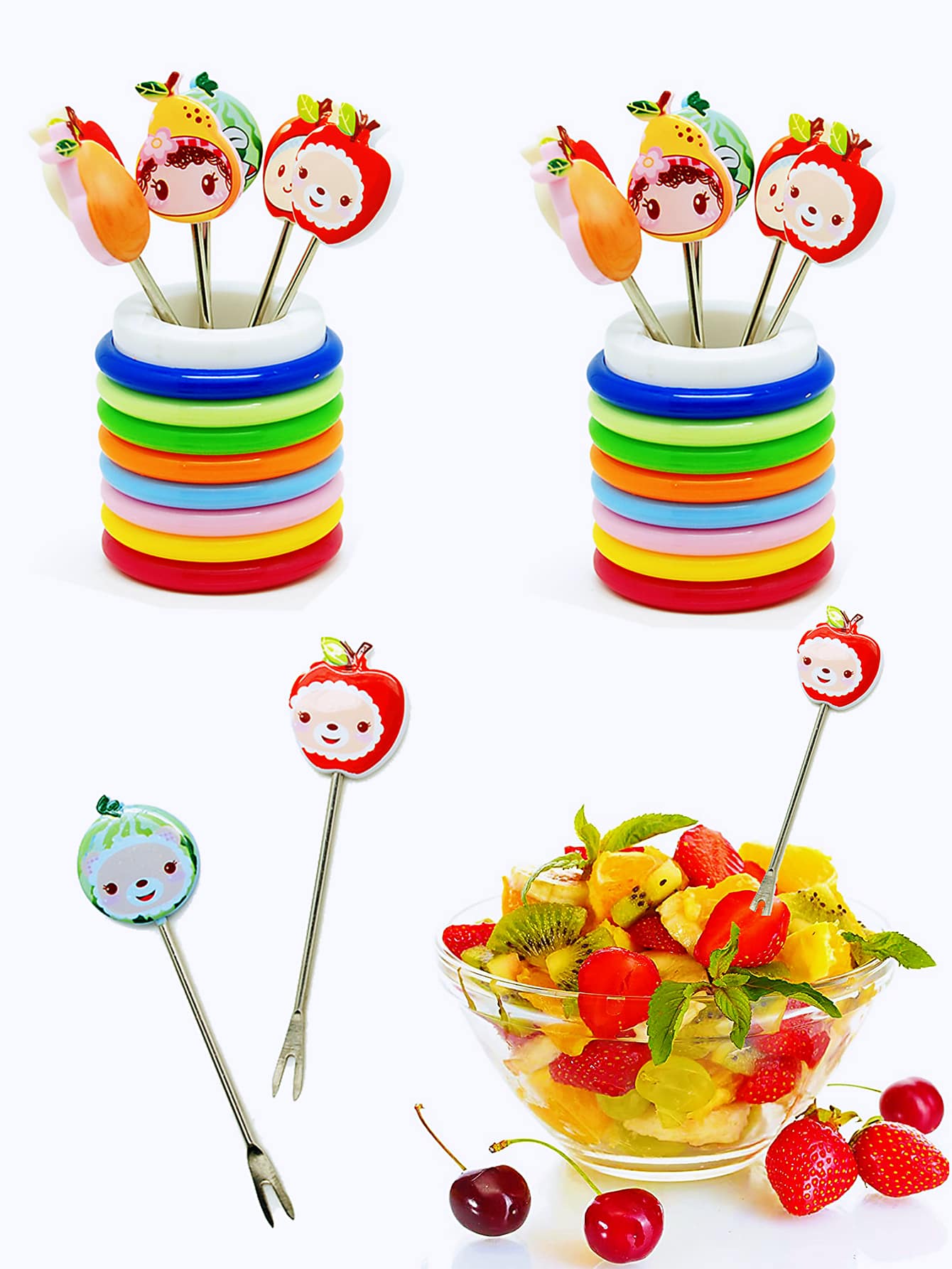 9pcs Cartoon Design Random Fork Holder Set