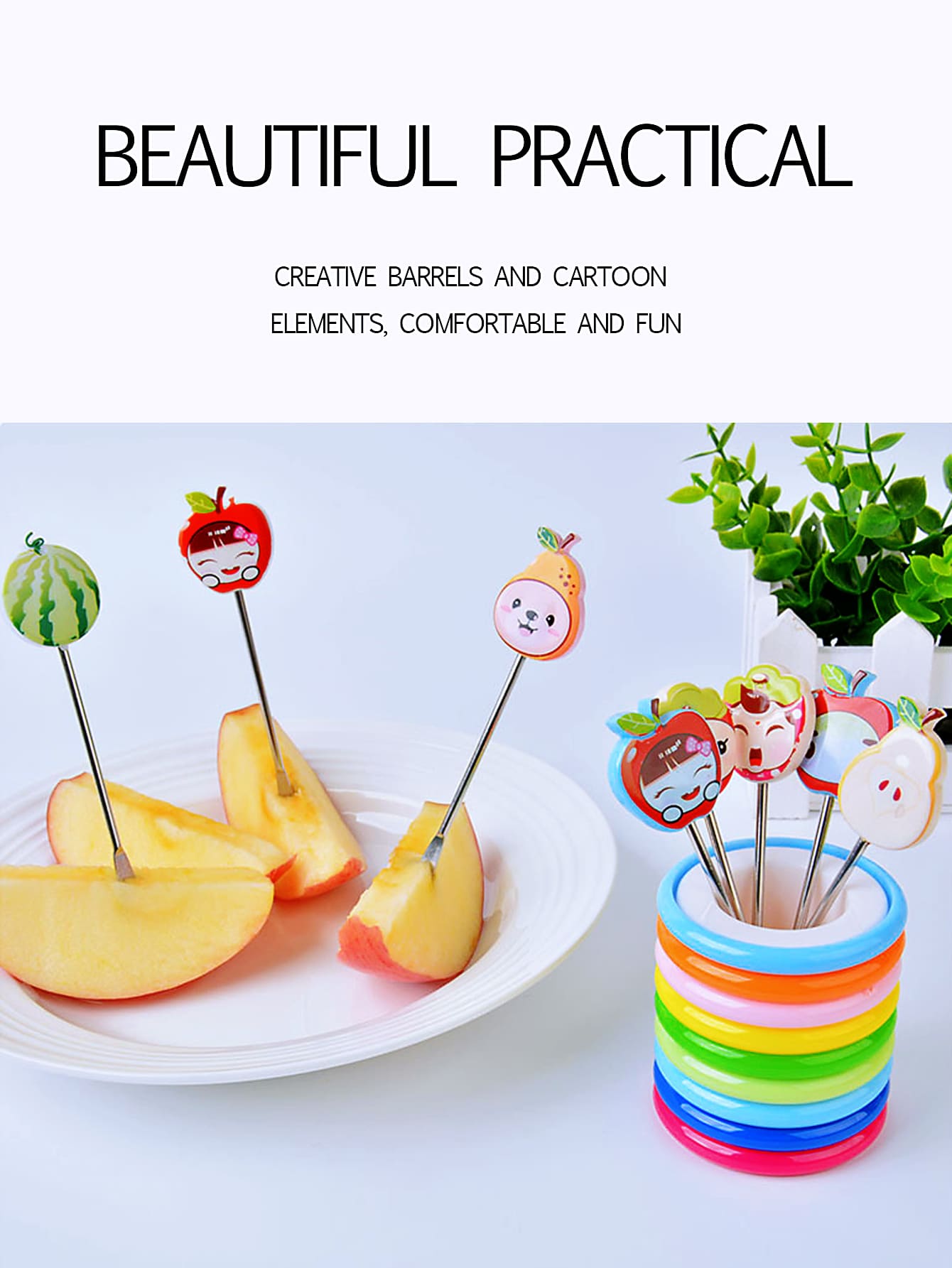 9pcs Cartoon Design Random Fork Holder Set