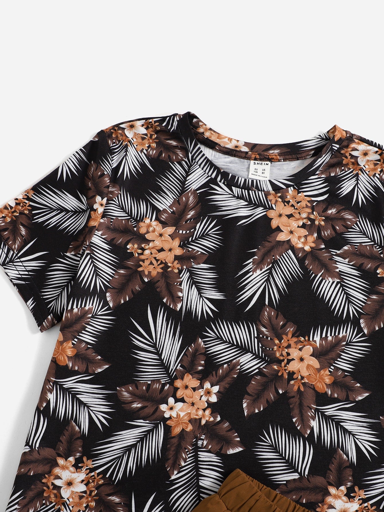 Boys Floral Tee Drawstring Shorts Set