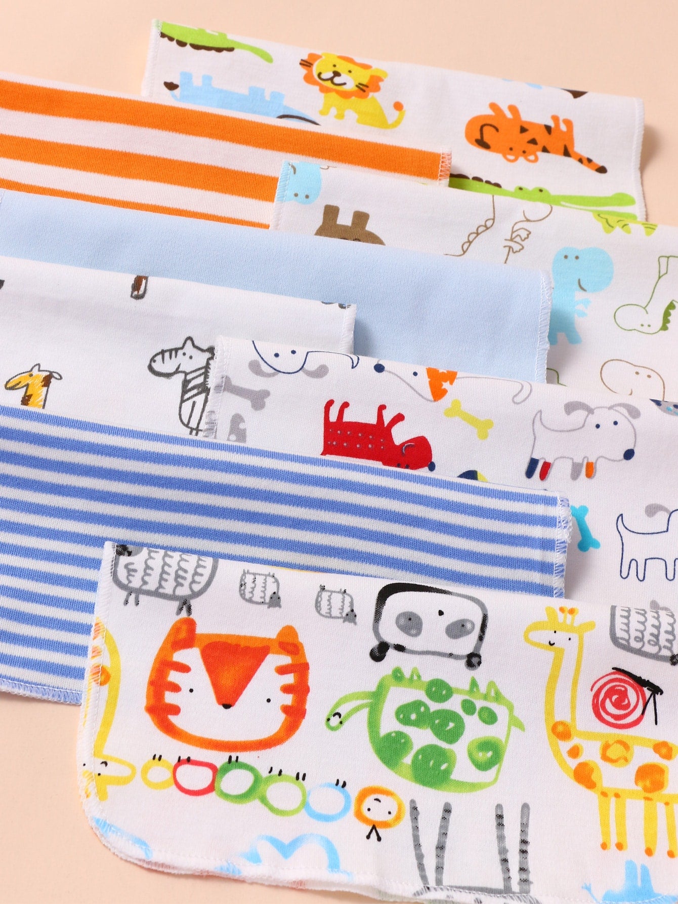 8pcs Baby Cartoon Graphic Wipe Mouth Feeding Handkerchief