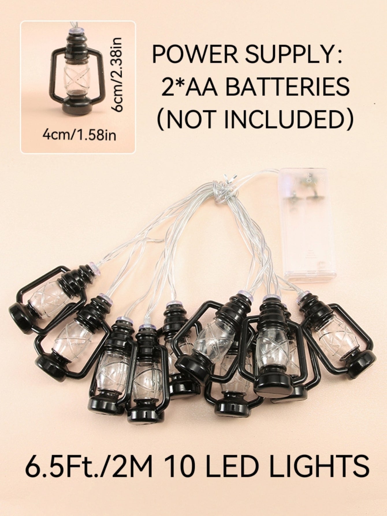 10 Led 2M PVC Oil String Light Black Lamp Shaped Lights Battery Box Thanksgiving Christmas Table Decorations