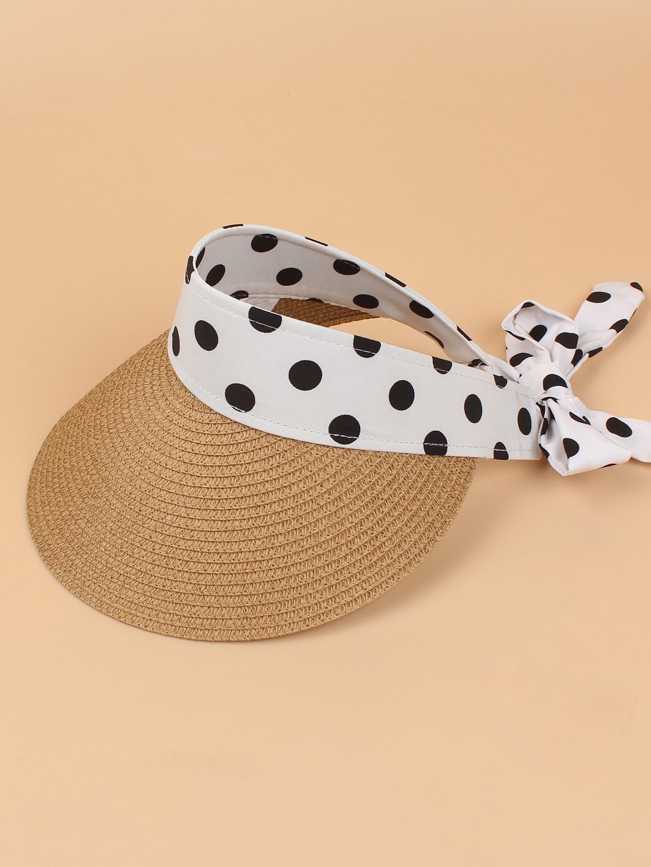 Polka Dot Straw Visor Hat