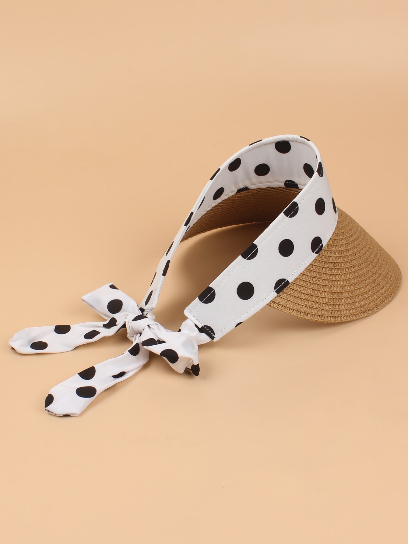 Polka Dot Straw Visor Hat