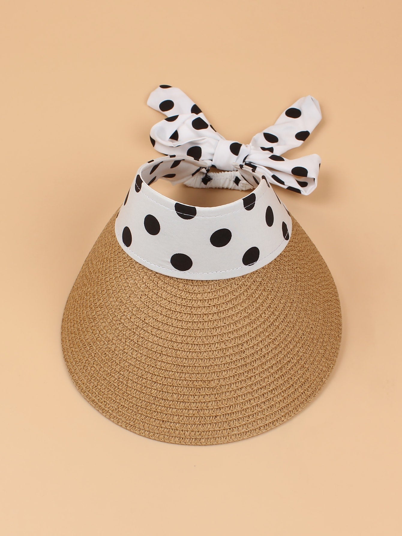 Polka Dot Straw Visor Hat