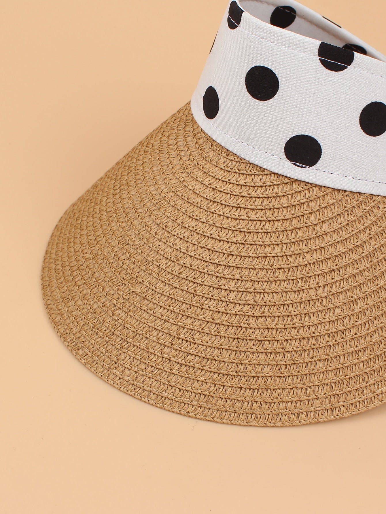 Polka Dot Straw Visor Hat