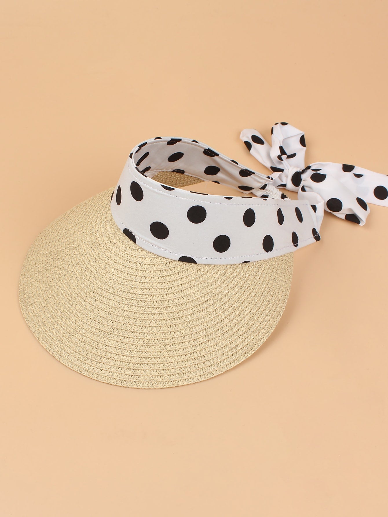Polka Dot Straw Visor Hat