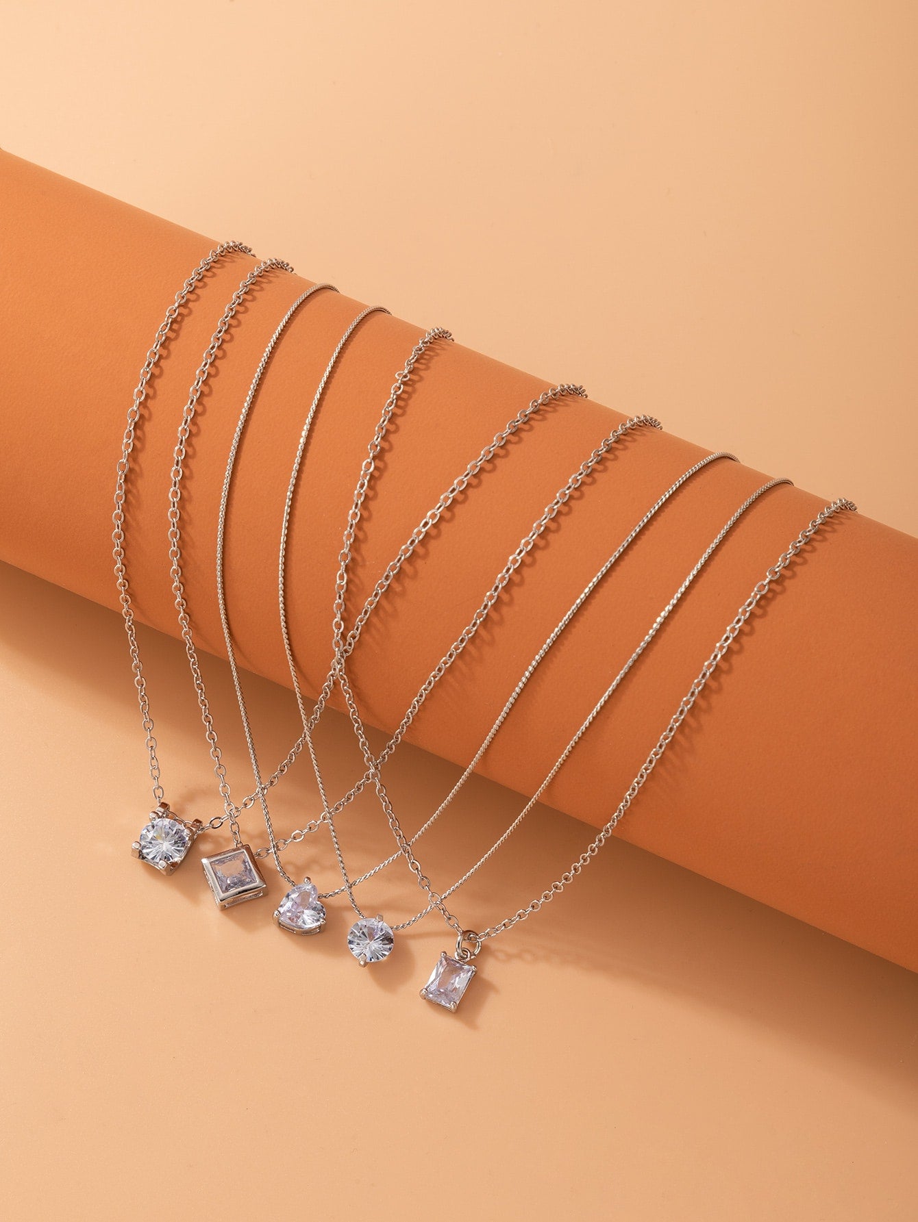 Cubic Zirconia Round Charm Necklace