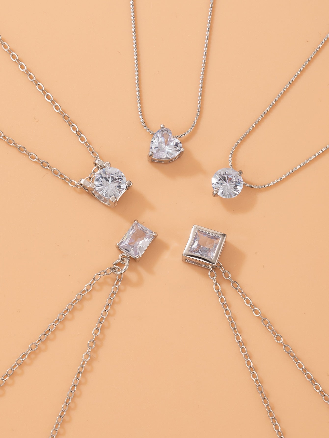Cubic Zirconia Round Charm Necklace