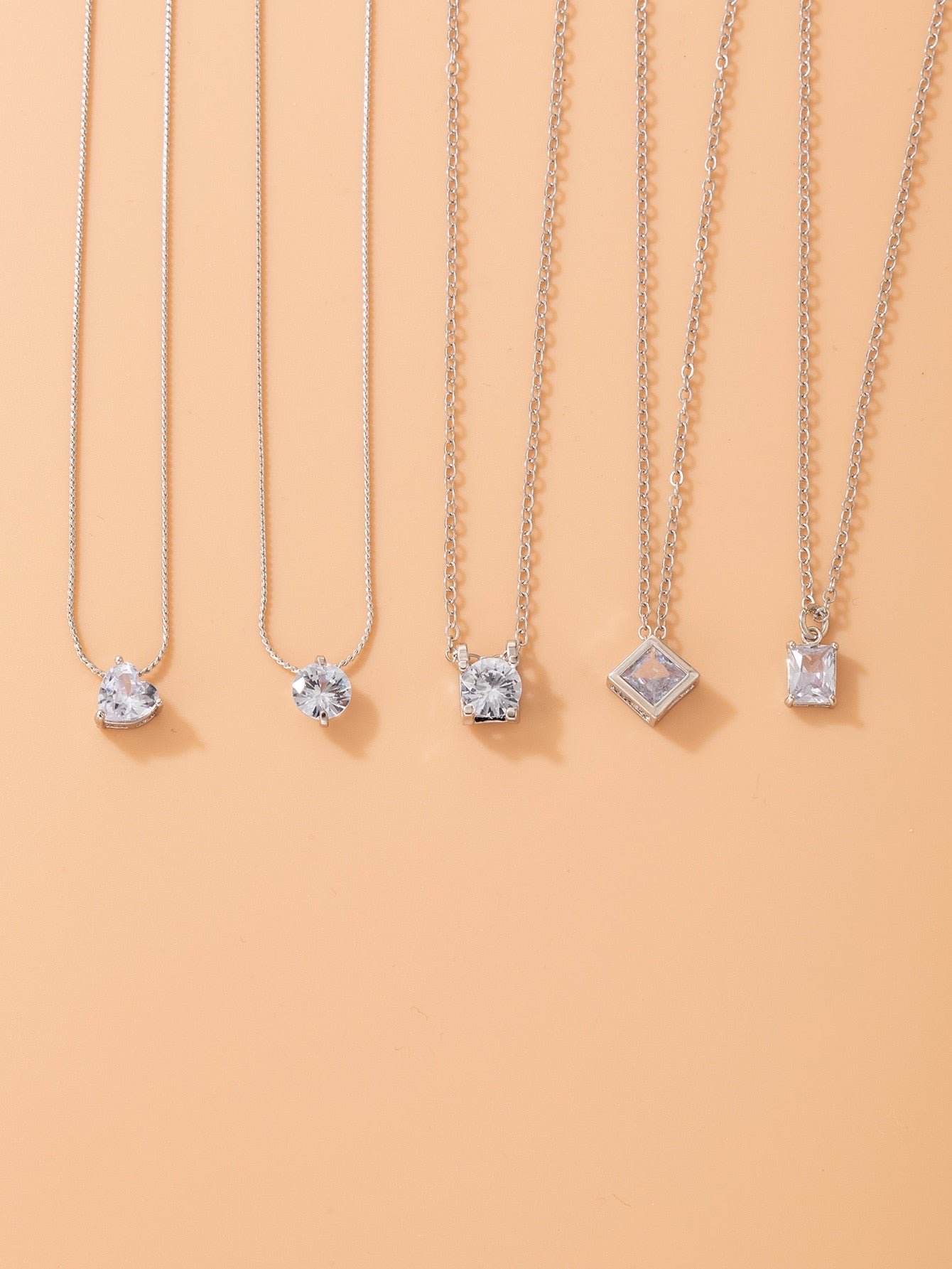 Cubic Zirconia Round Charm Necklace