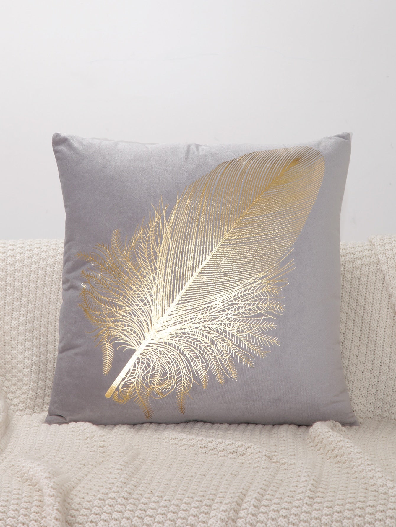 Metallic Gold Feather Cushion Cover Without Filler