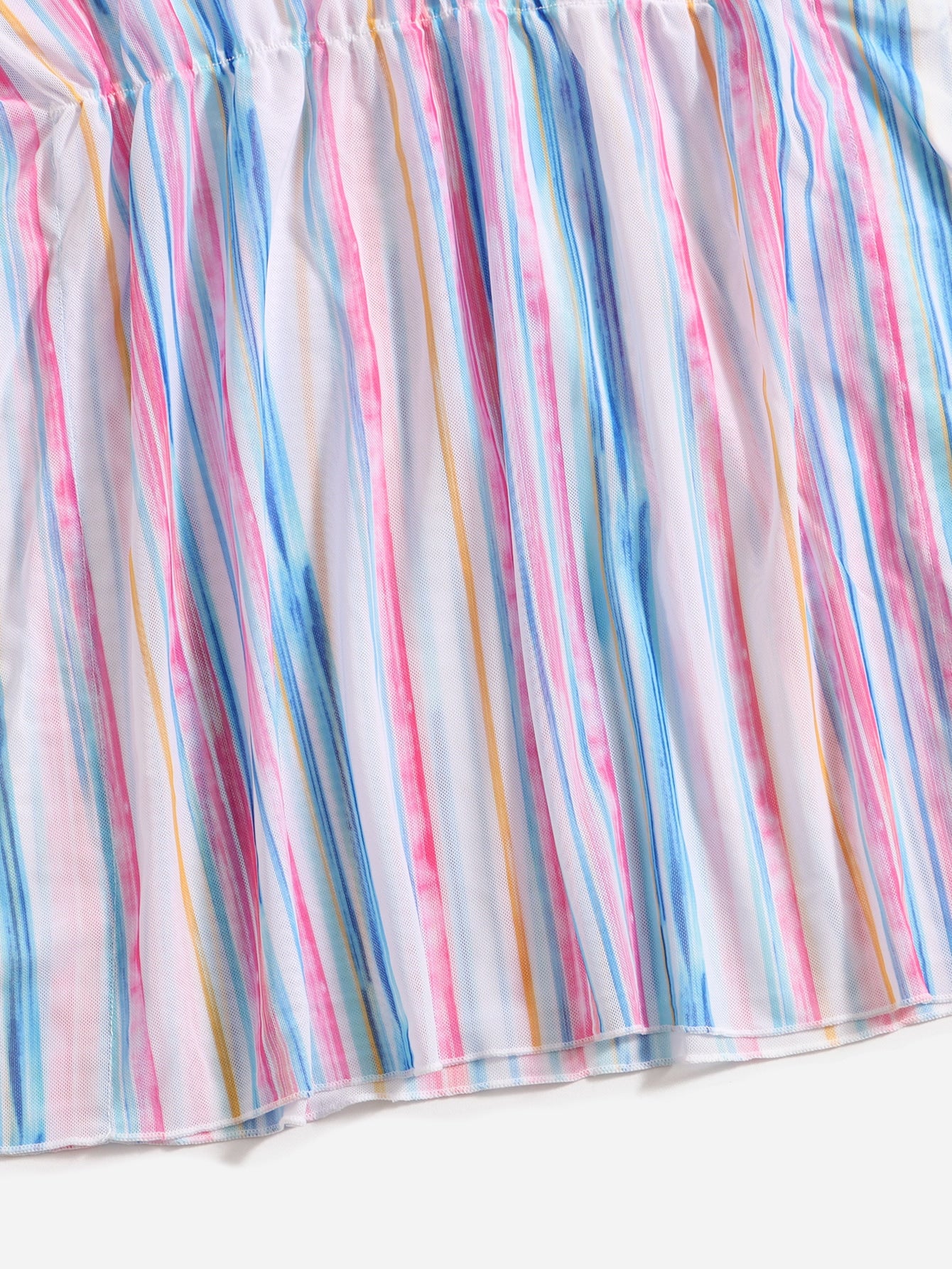 Toddler Girls Block Striped Batwing Sleeve Cover Up