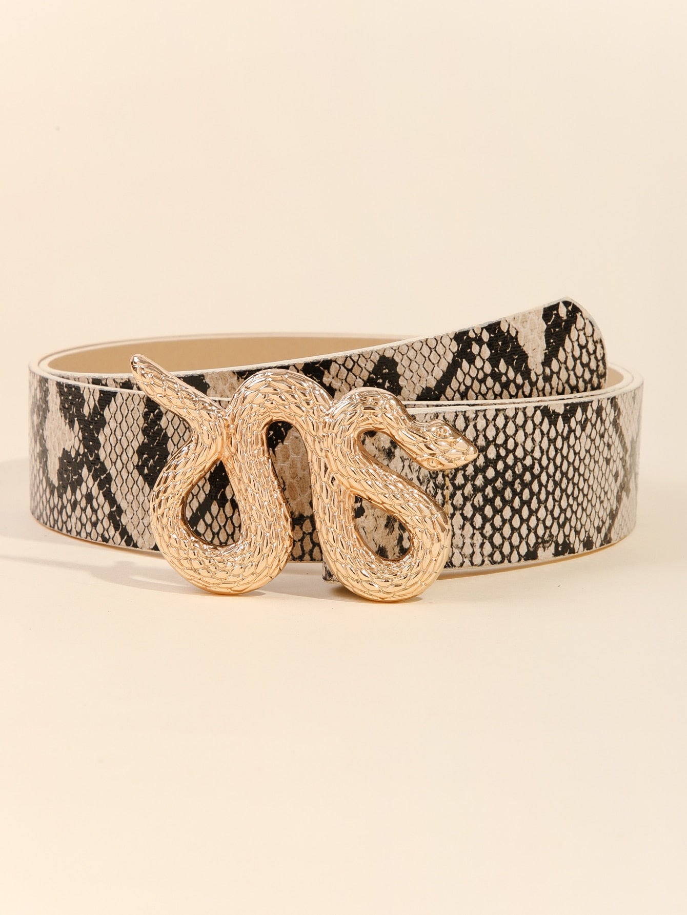 Snakeskin Pattern Serpentine Buckle Belt