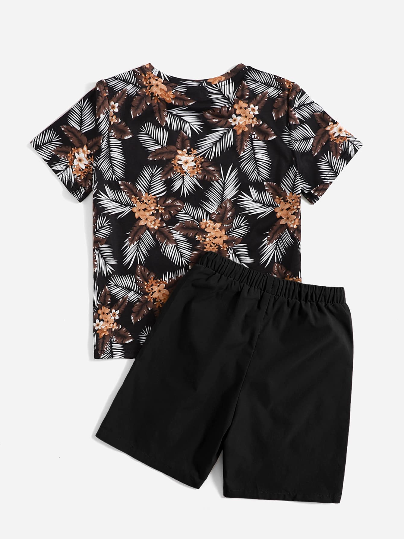 Boys Floral Tee Drawstring Shorts Set