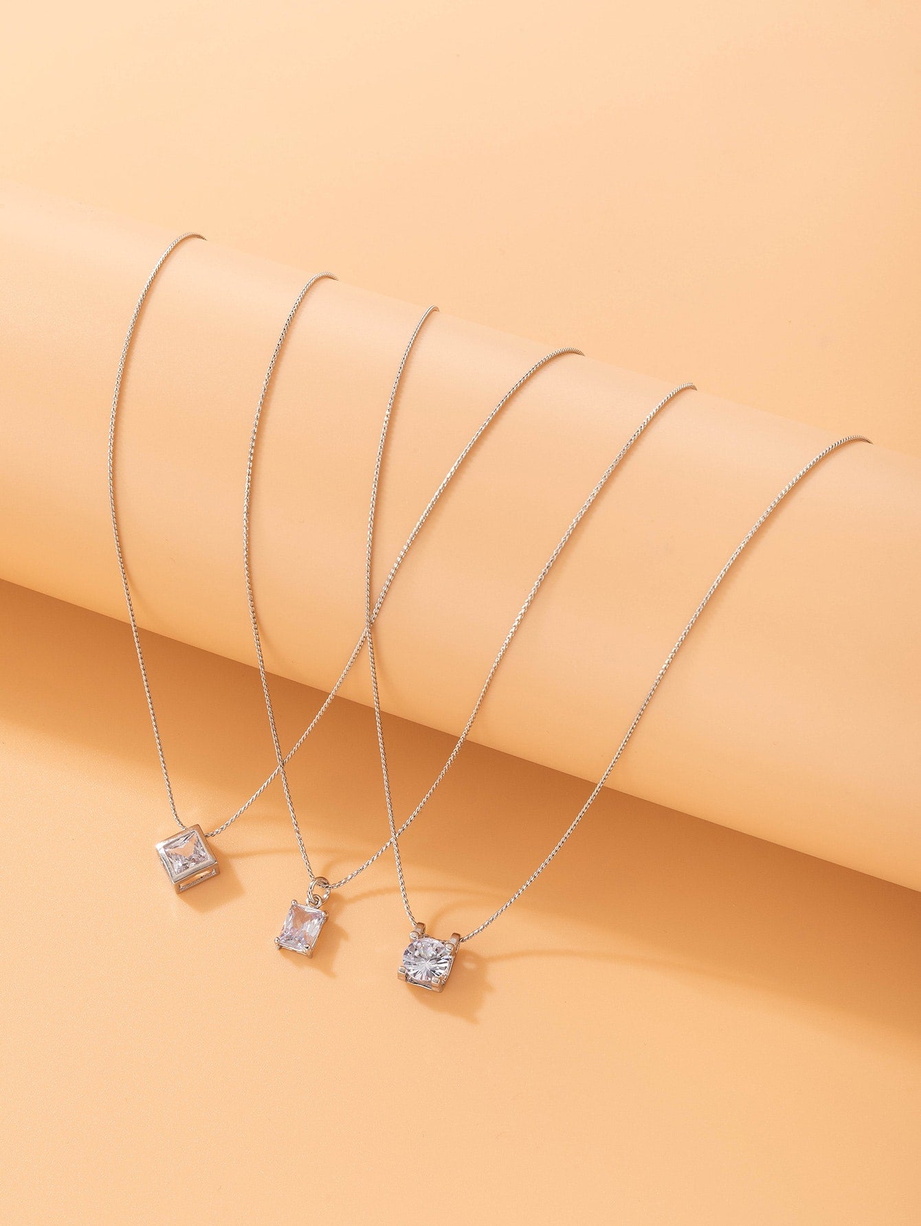 Cubic Zirconia Round Charm Necklace