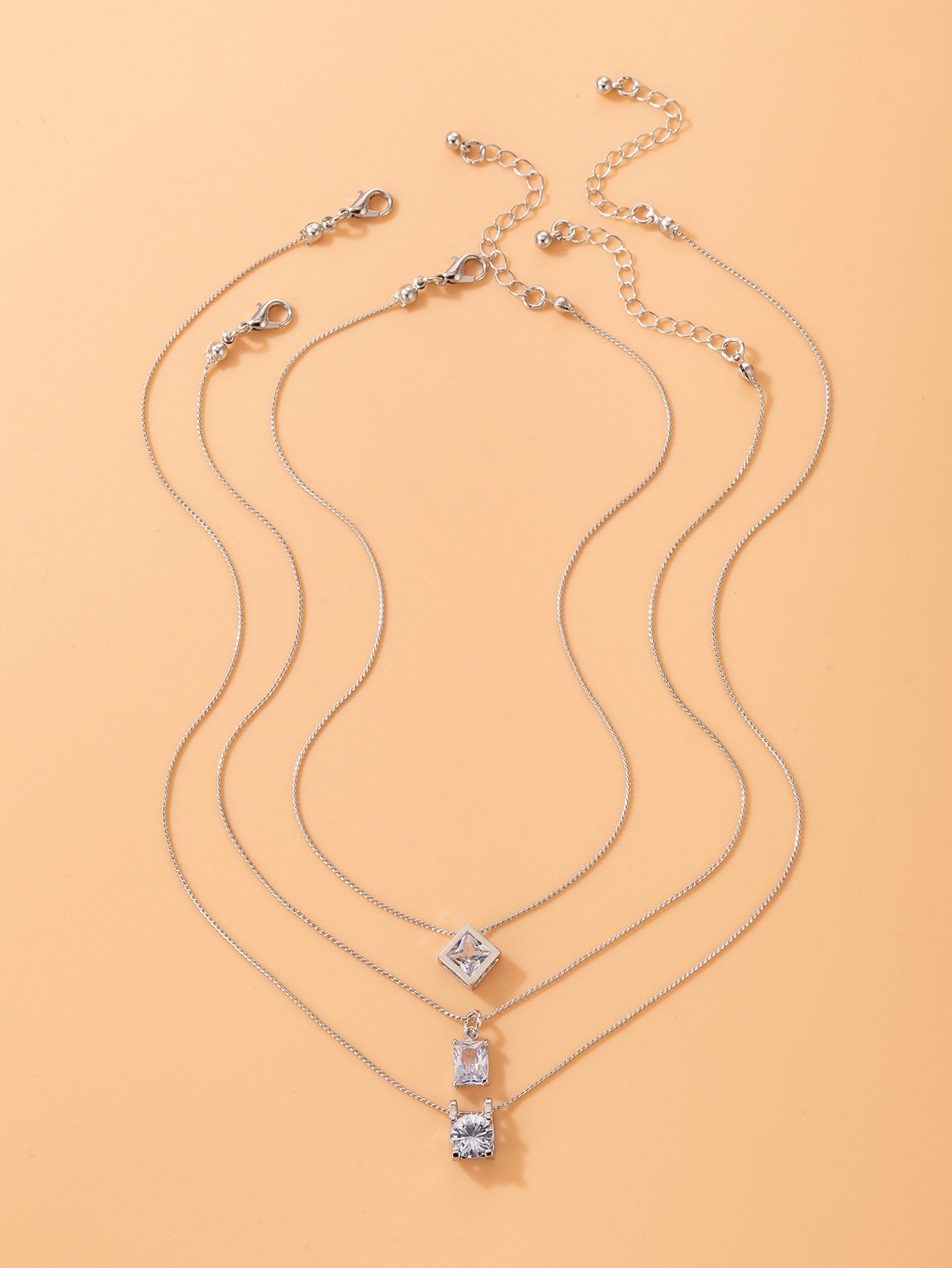 Cubic Zirconia Round Charm Necklace