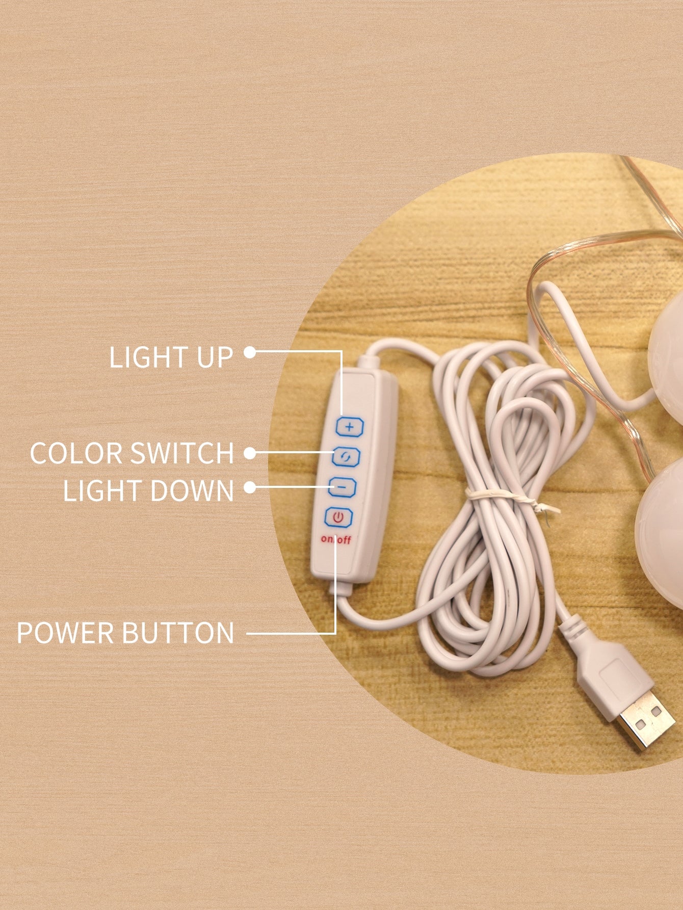 BASIC LIVING 6 LED Light Bulbs Vanity Mirror String Light