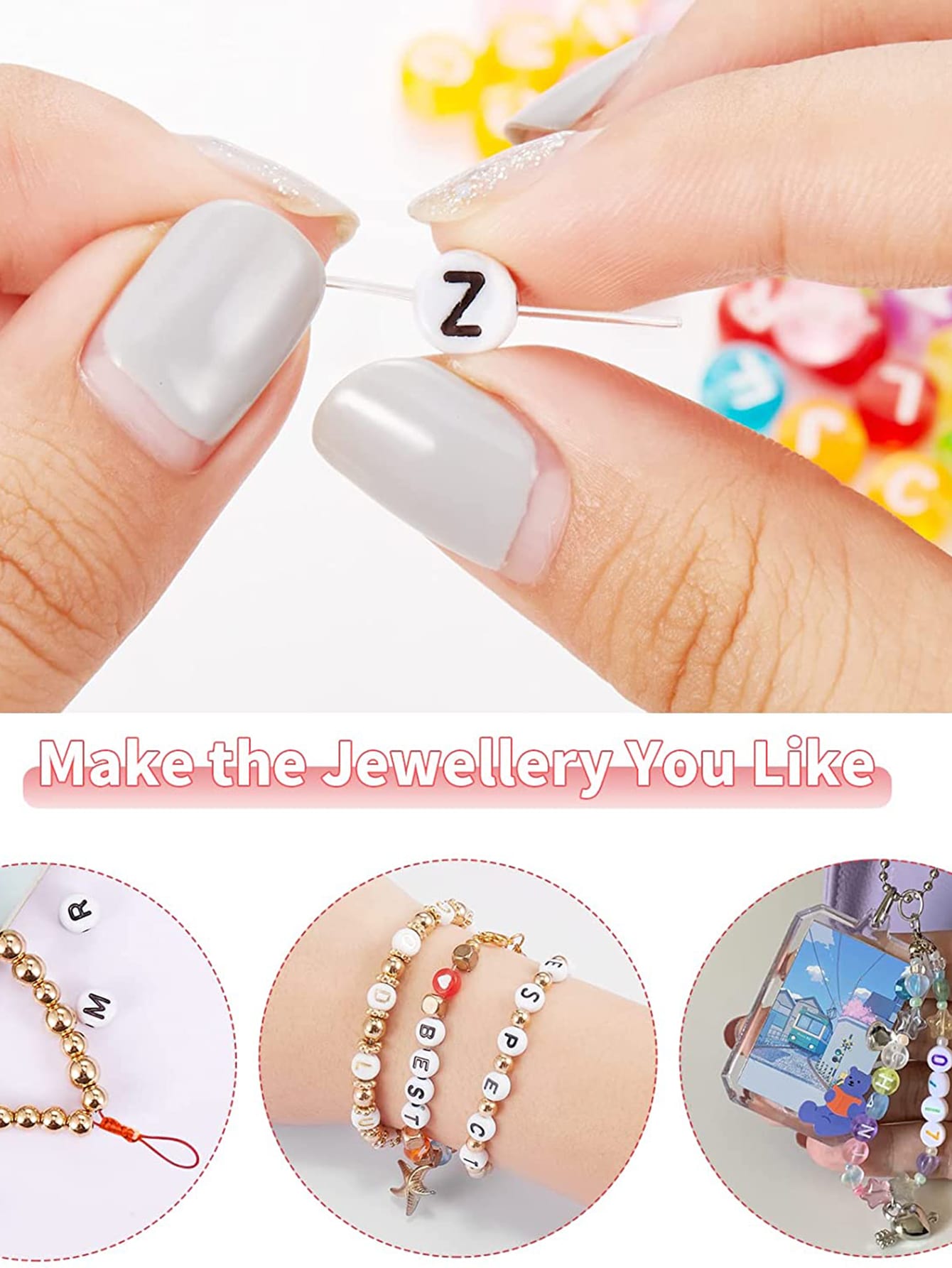 1box Letter Graphic Bead DIY Jewelry Accessory