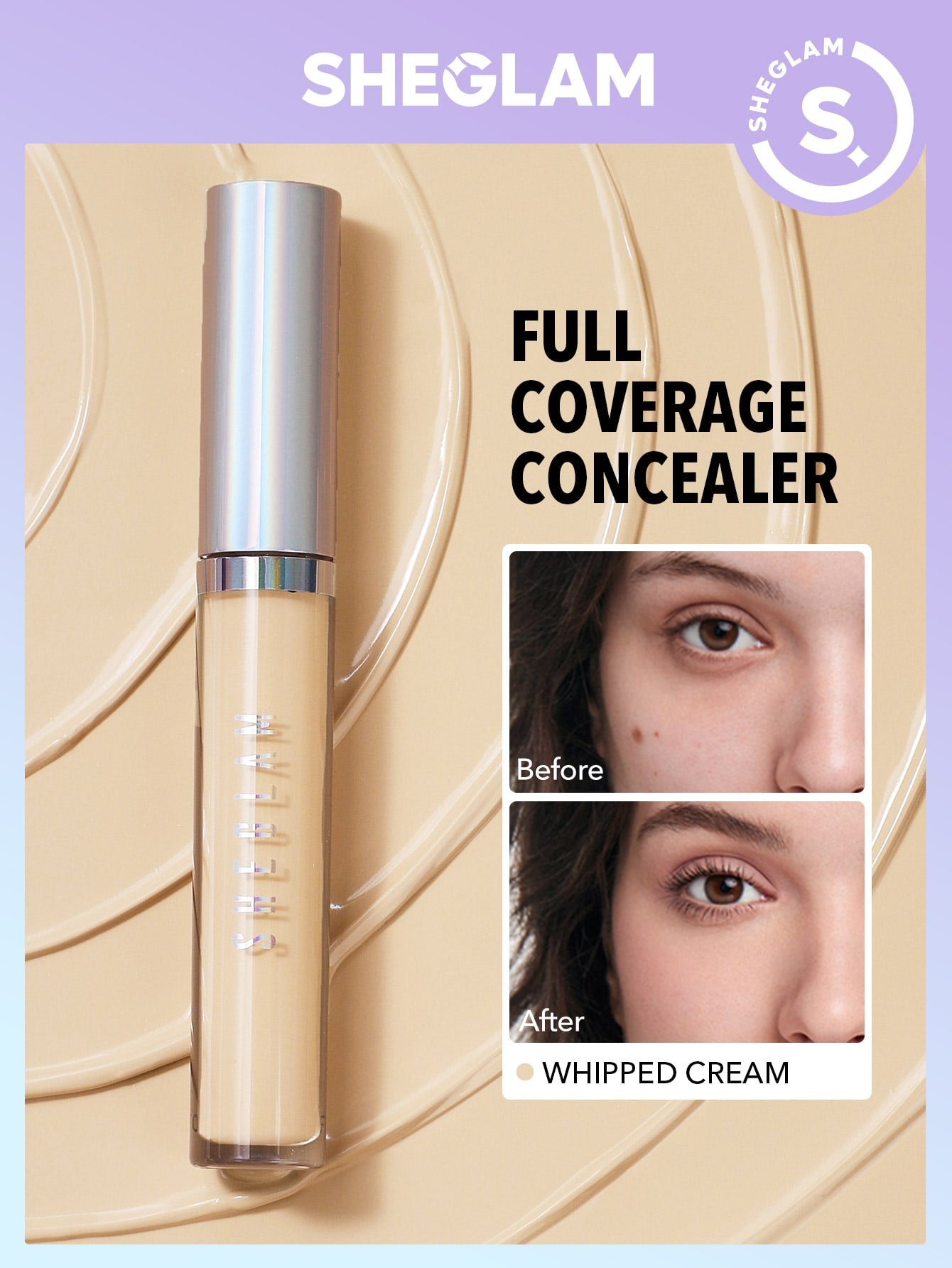 SHEGLAM 12 Hr Full Coverage Concealer Whipped Cream