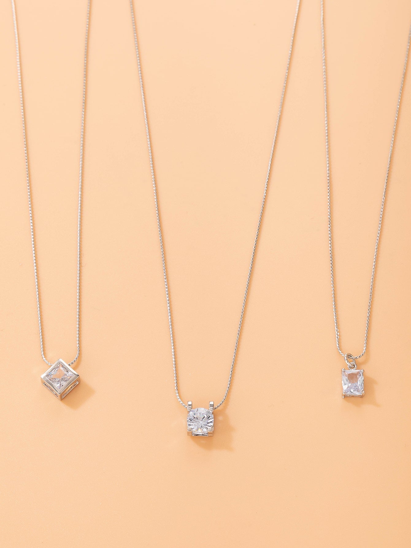 Cubic Zirconia Round Charm Necklace
