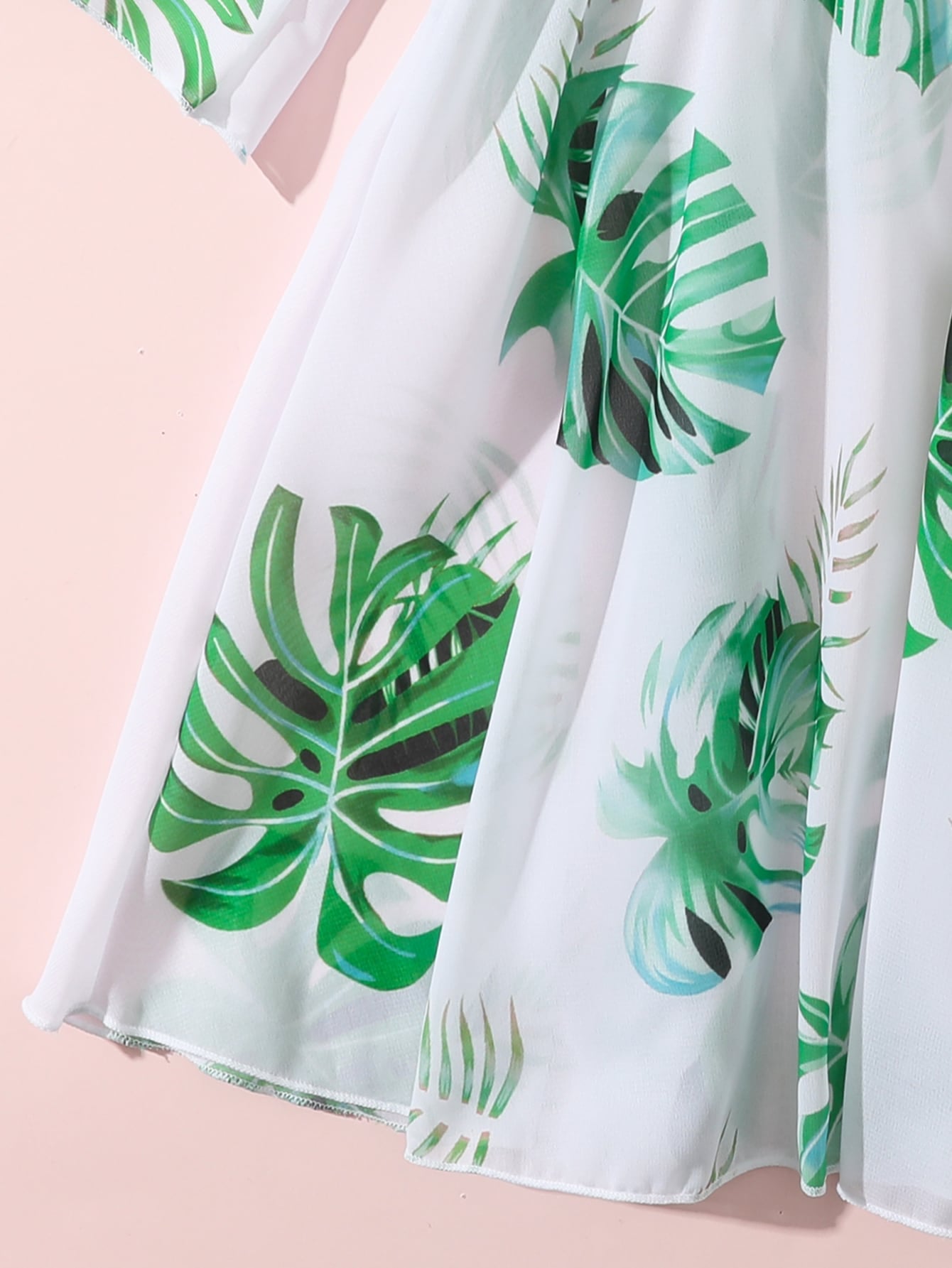 Toddler Girls Random Tropical Print Lettuce Trim Cover Up